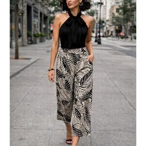 Women's 100% Linen Pants by Cynthia Rowley Tropical Print Sz. Small Travel